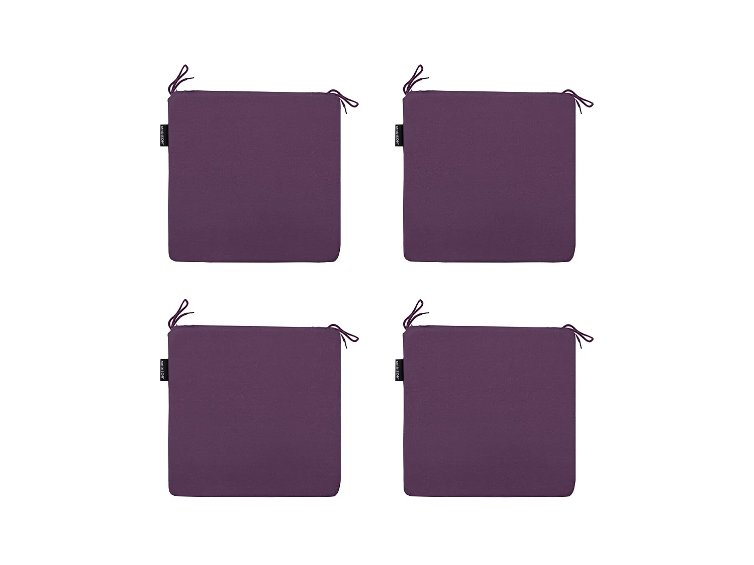 Coussin d'assise Panama violet - Environ 40 x 40 cm - Lot de 4