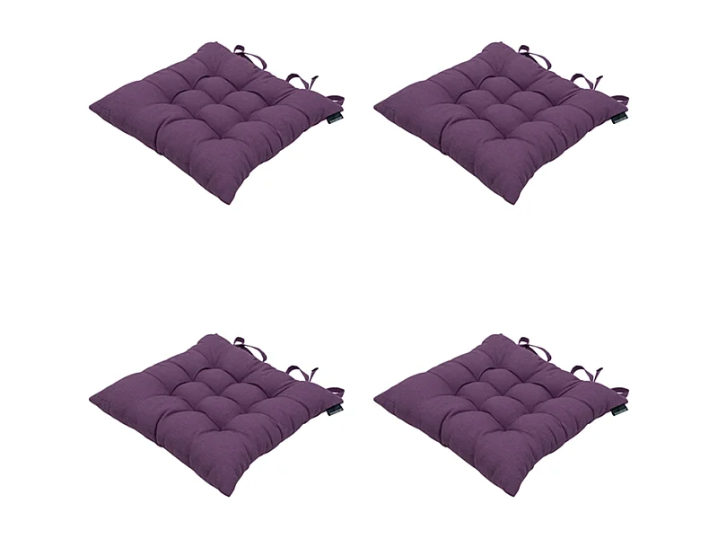 Coussin d'assise Panama violet - Environ 46 x 46 cm - Lot de 4