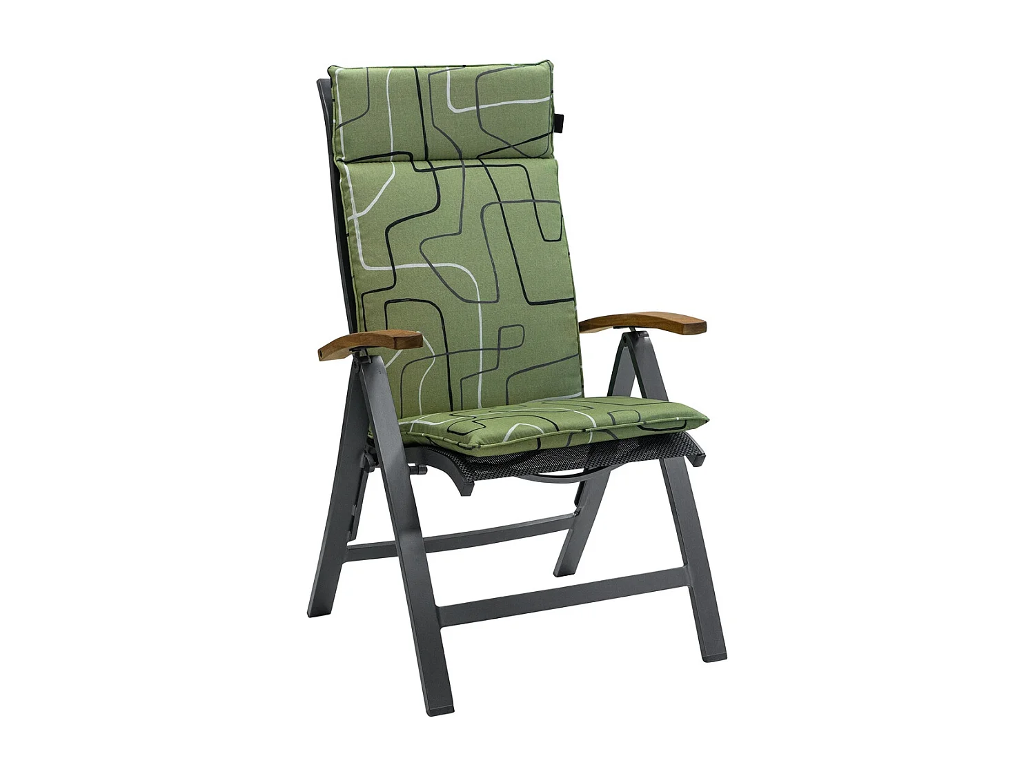 Coussin de chaise de jardin dossier haut Joah sauge - Environ 120 x 50 cm - Lot de 4