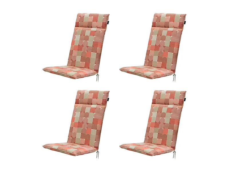 Coussin de chaise de jardin dossier haut Jacky Terra - Environ 120 x 50 cm - Lot de 4