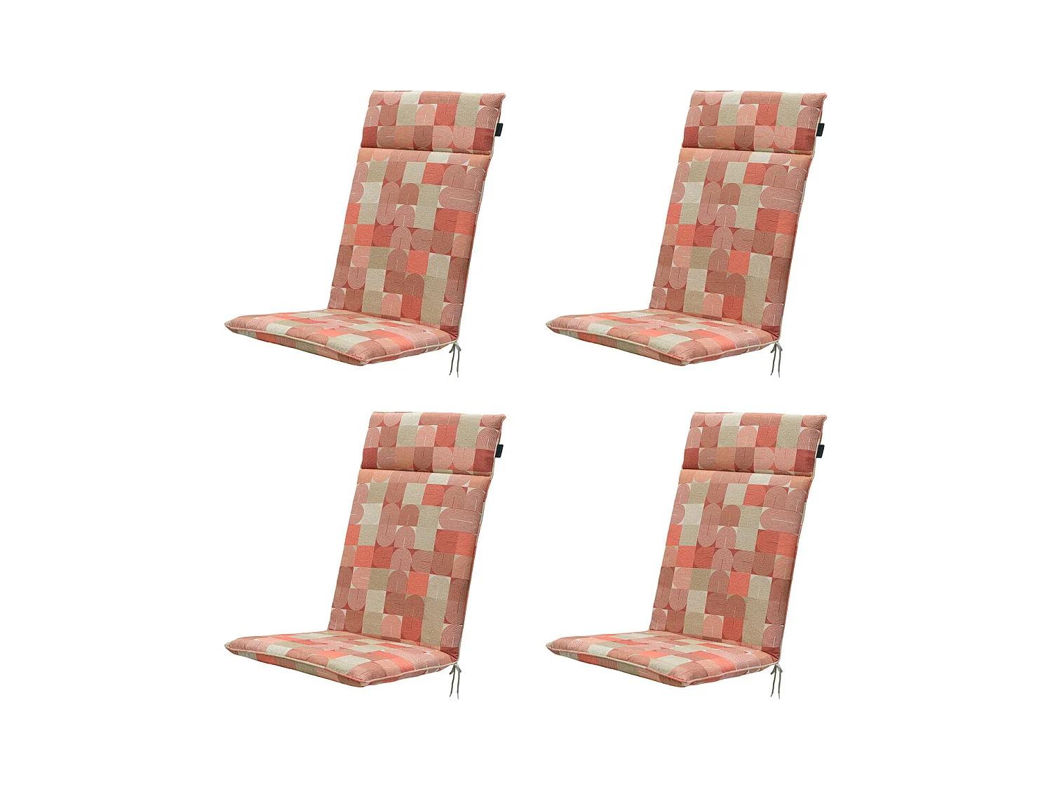 Coussin de chaise de jardin dossier haut Jacky Terra - Environ 120 x 50 cm - Lot de 4