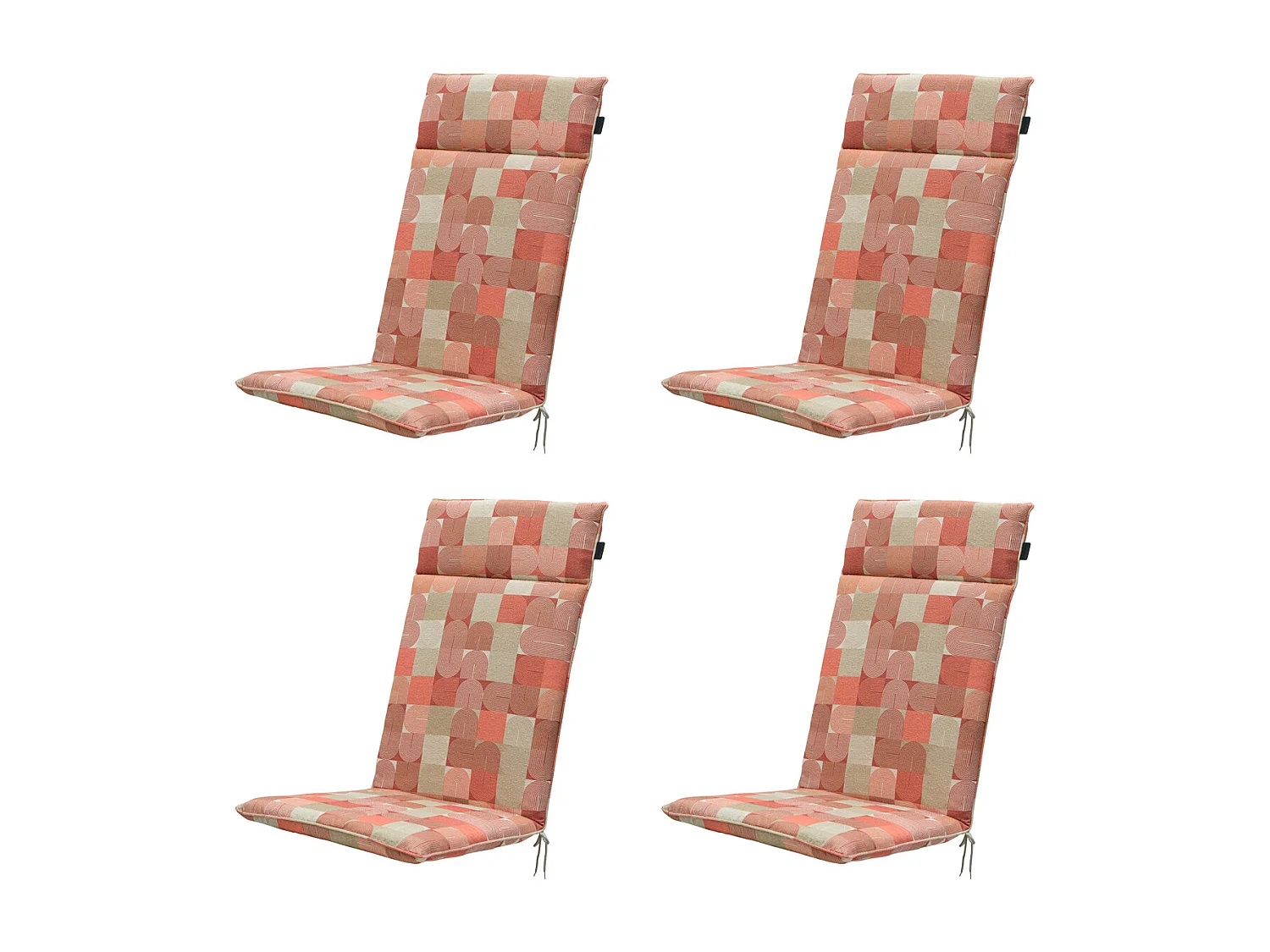 Cojín para silla de jardín con respaldo alto Jacky terra - Aprox. 120x50 cm - Juego de 4