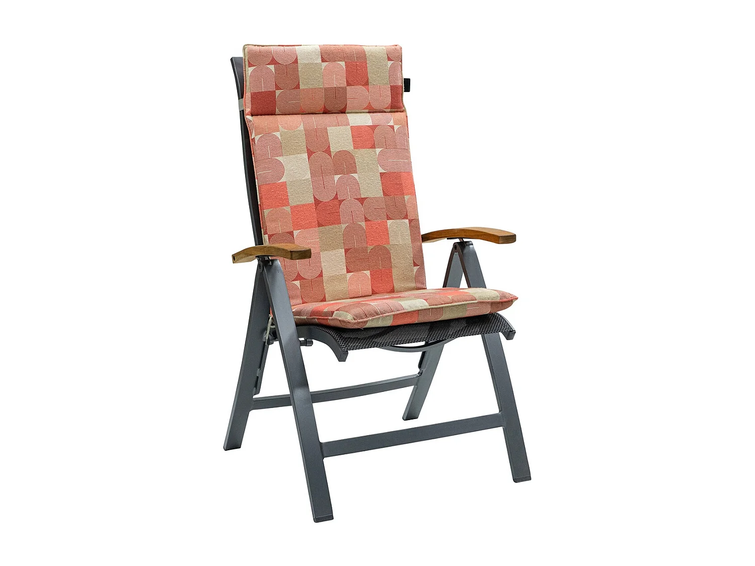 Cojín para silla de jardín con respaldo alto Jacky terra - Aprox. 120x50 cm - Juego de 4