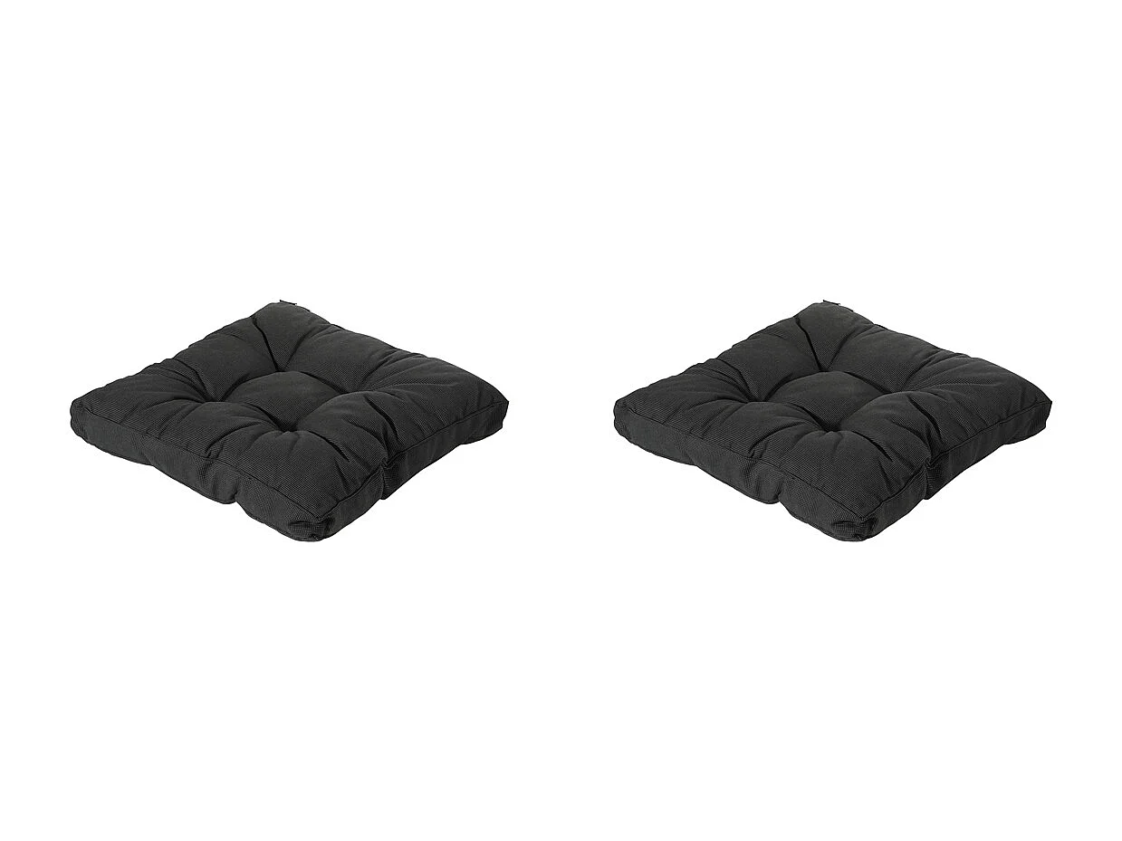 Coussin d'assise Florance Rib noir - Environ 73 x 73 cm - Lot de 2