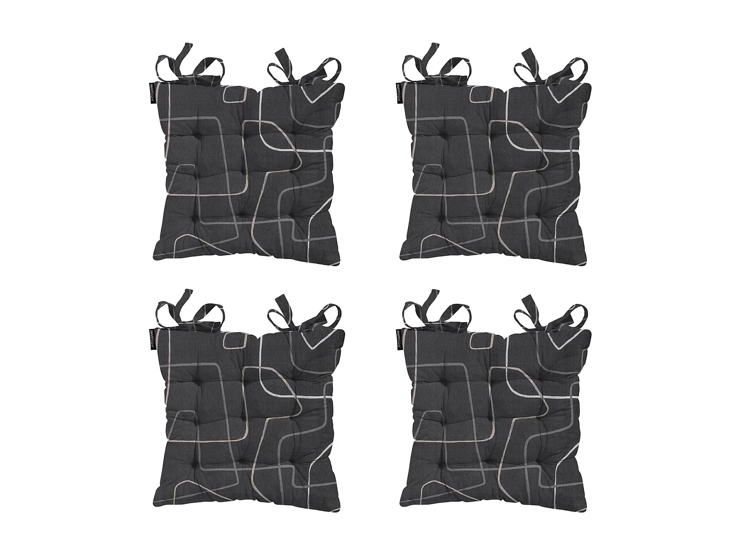 Coussin d'assise Tuscany Joah gris - Env. 46x46 cm - Lot de 4