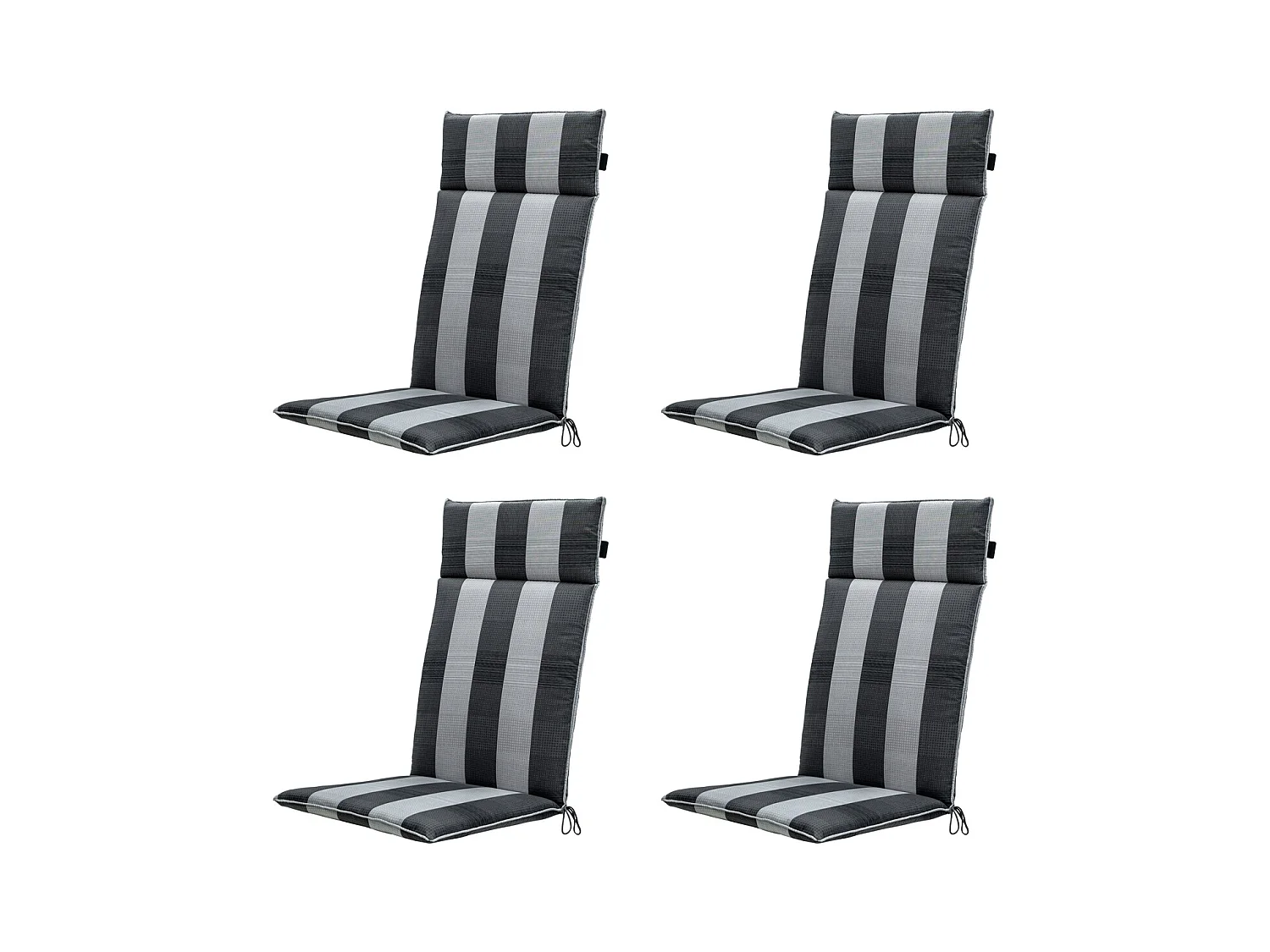 Coussin de chaise de jardin haut dossier Alice gris - Environ 120 x 50 cm - Lot de 4