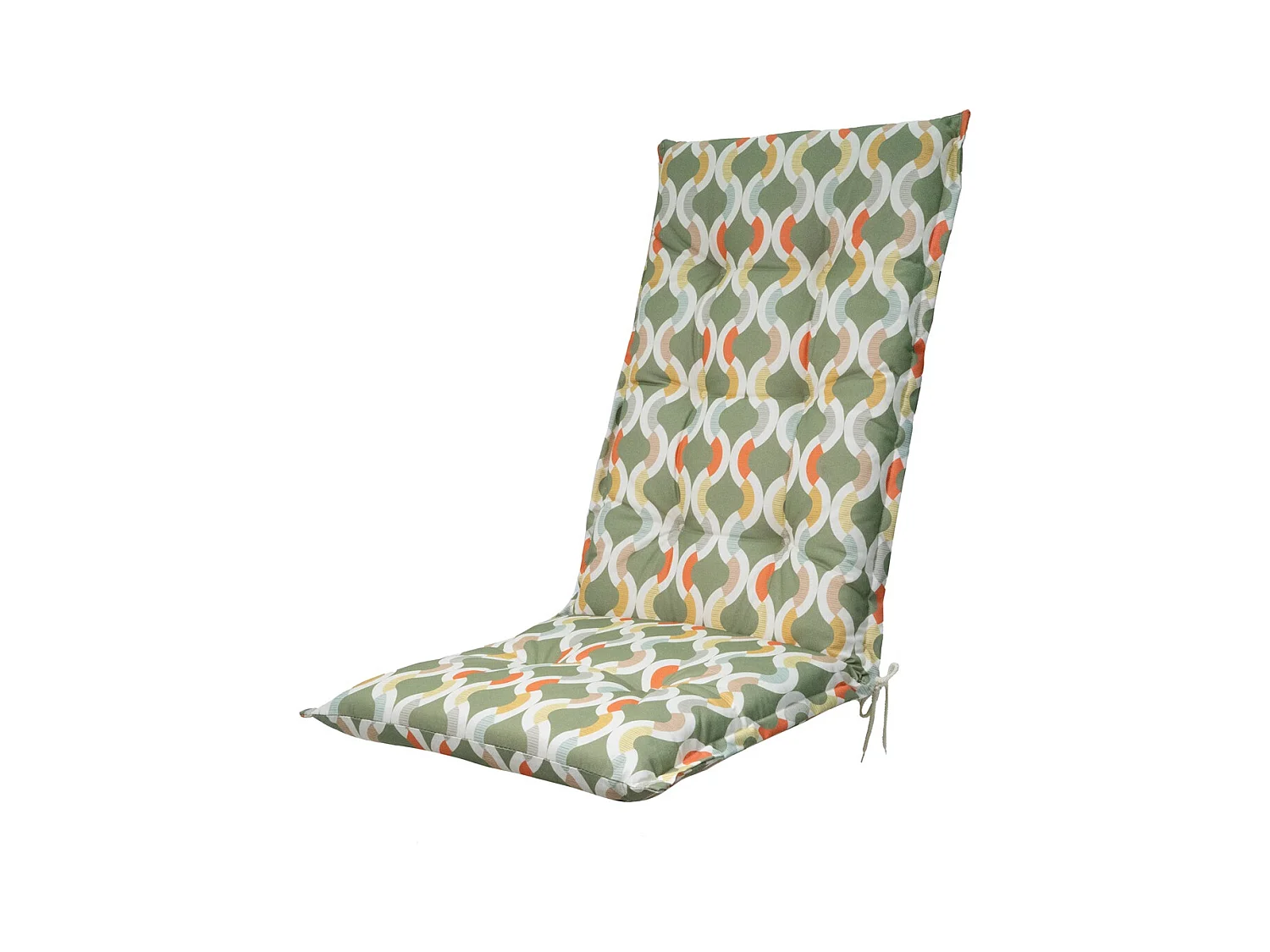 Coussin de chaise de jardin dossier haut Trivia vert - Environ 123 x 50 cm - Lot de 4
