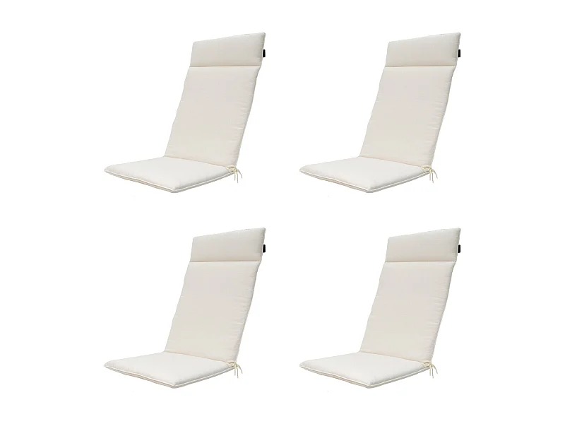 Coussin de chaise de jardin à dossier haut, couleur sable de Naples - Dimensions : environ 120 x 50 cm - Lot de 4