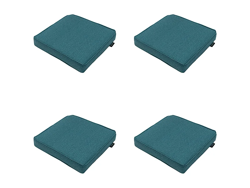 Coussin d'assise en toile bleu mer éco+ - Environ 40 x 40 cm - Lot de 4