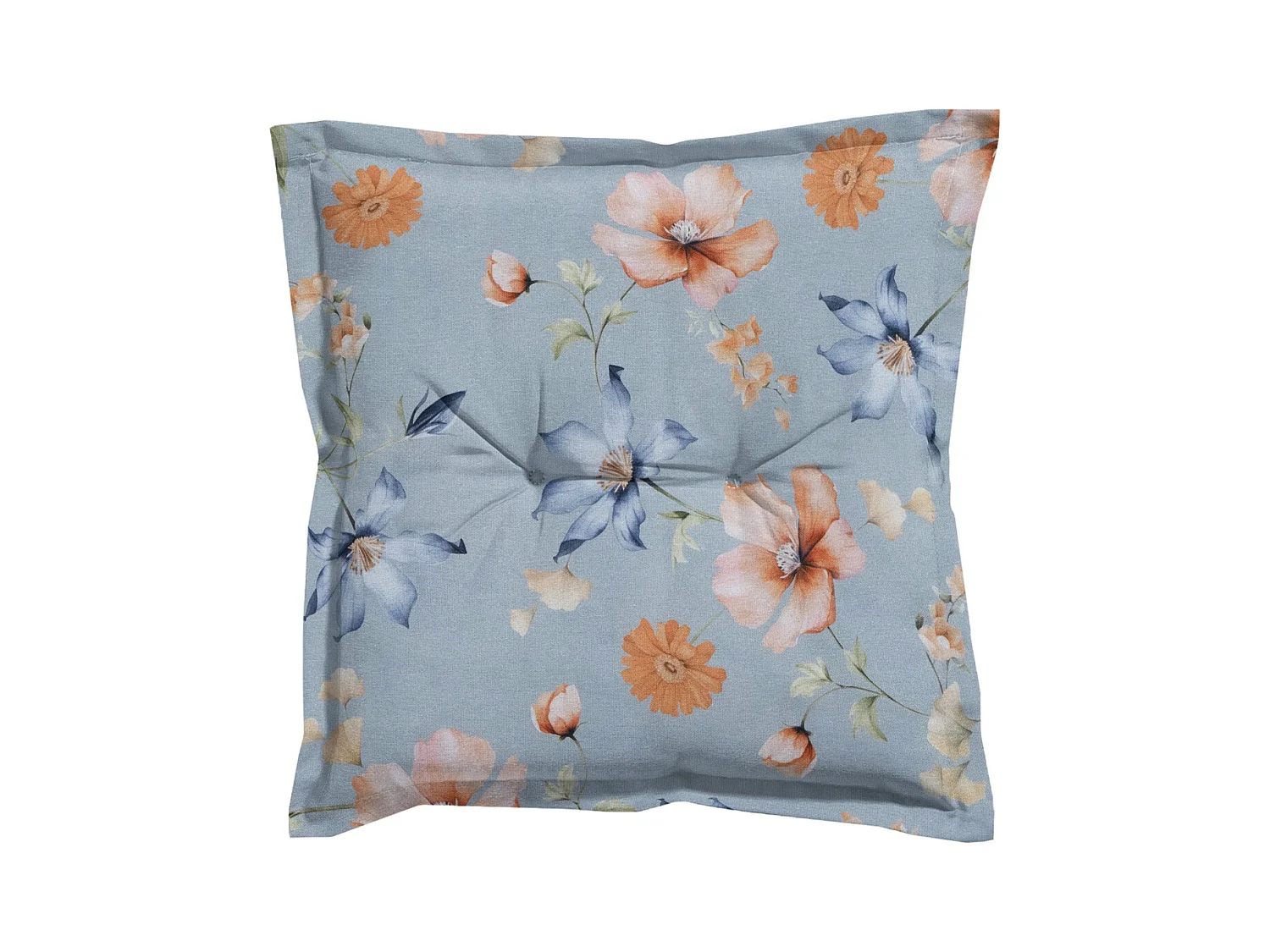 Coussin d'assise Florina bleu - Environ 50 x 50 cm - Lot de 4
