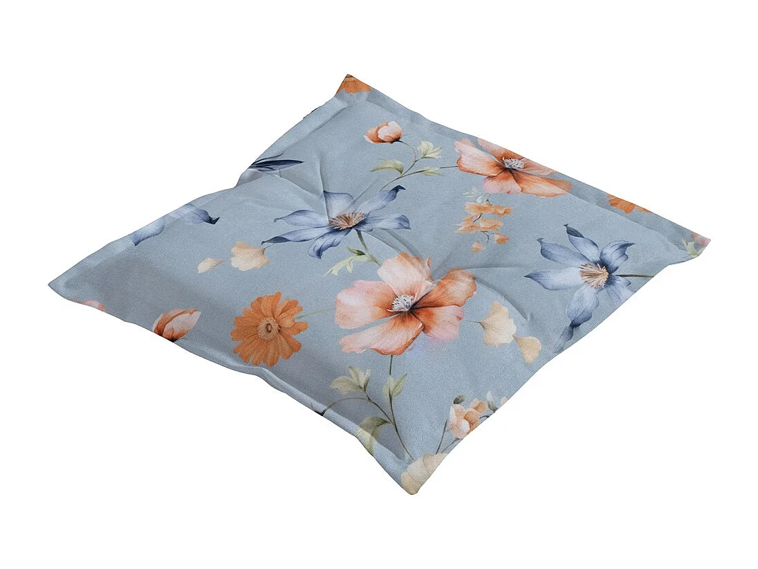 Coussin d'assise Florina bleu - Environ 50 x 50 cm - Lot de 4