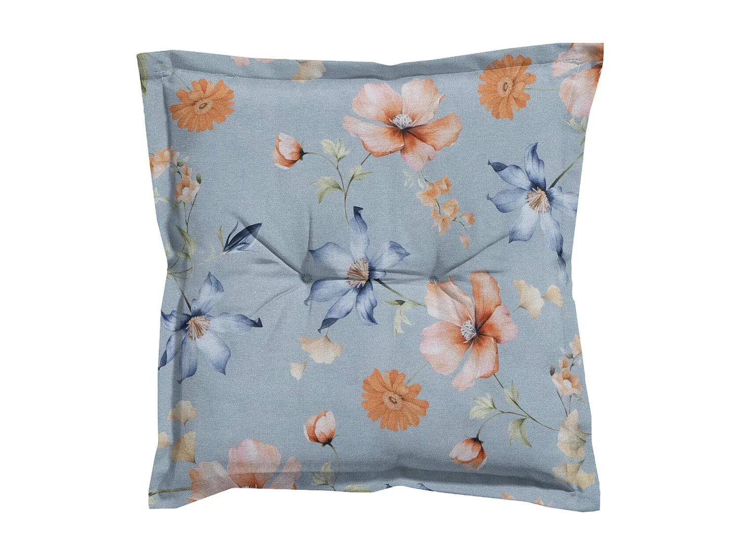 Coussin d'assise Florina bleu - Environ 50 x 50 cm - Lot de 4