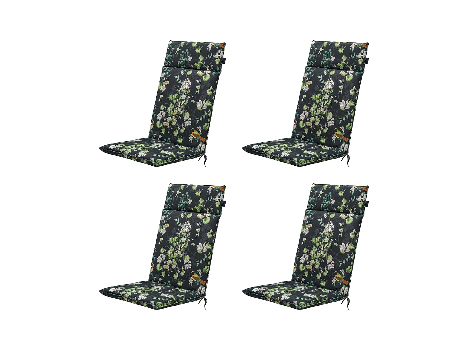 Coussin de chaise de jardin à dossier haut Sadie - Environ 120 x 50 cm - Lot de 4