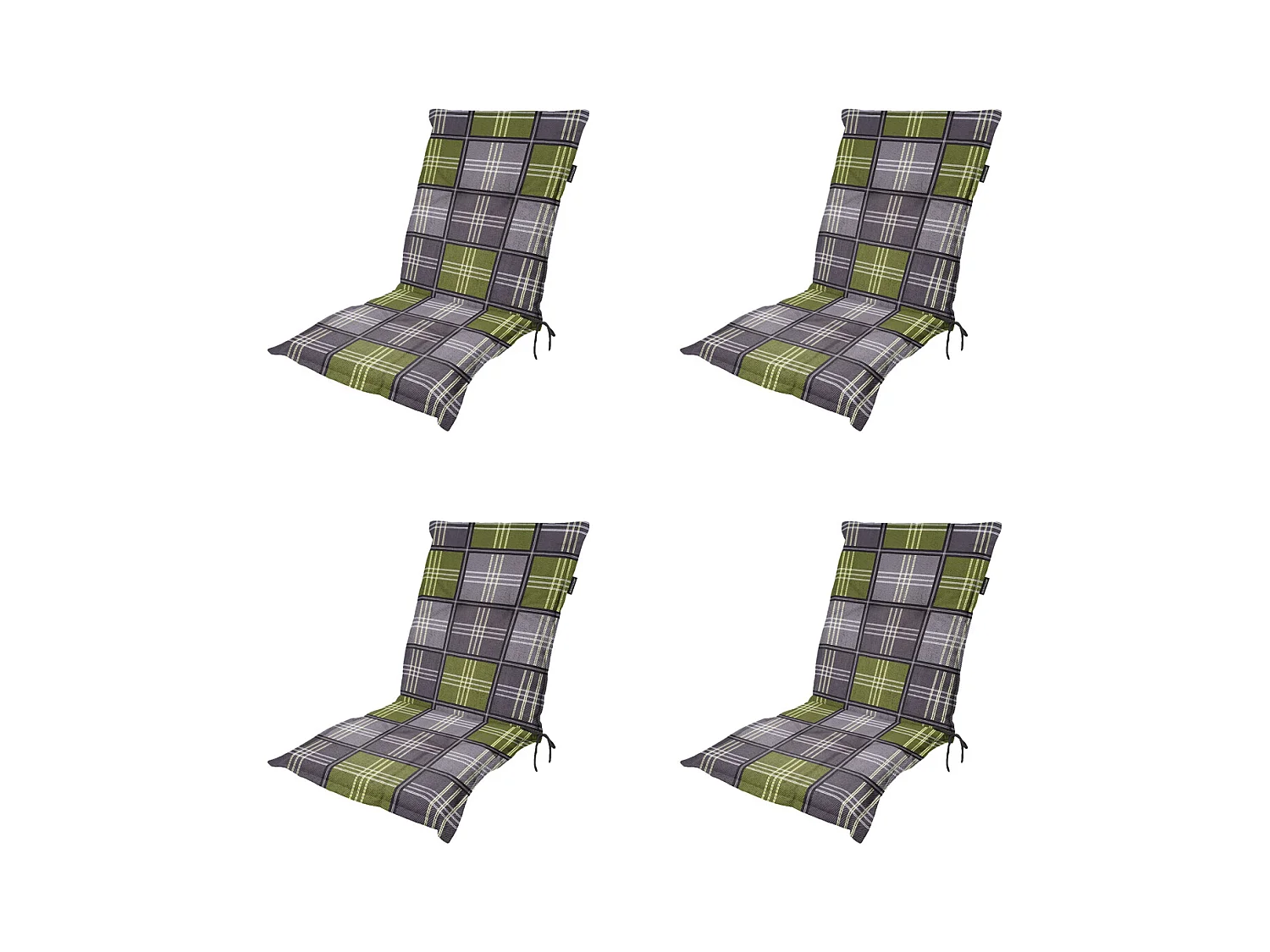 Coussin de chaise de jardin Low Back Patchy olive - Environ 105 x 50 cm - Lot de 4