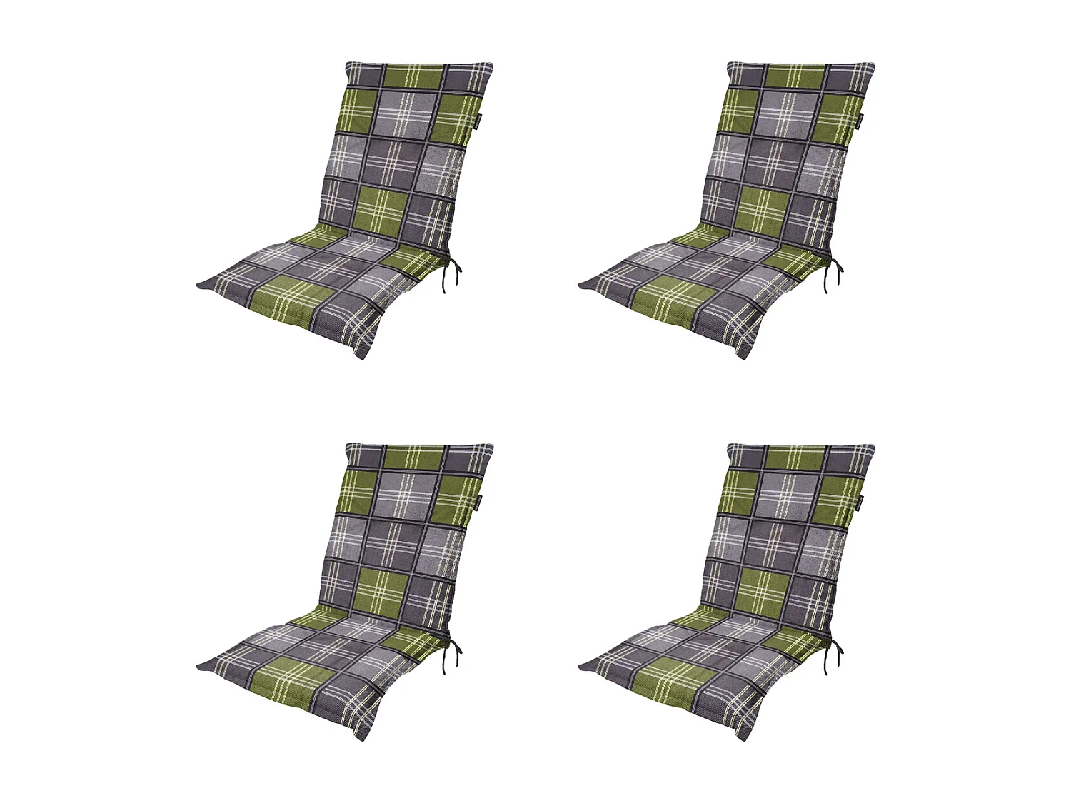 Coussin de chaise de jardin Low Back Patchy olive - Environ 105 x 50 cm - Lot de 4