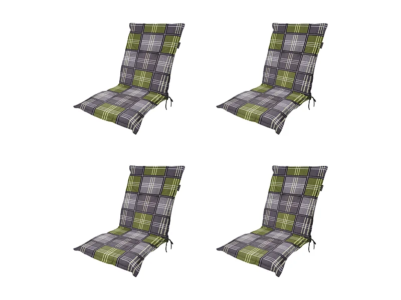 Coussin de chaise de jardin Low Back Patchy olive - Environ 105 x 50 cm - Lot de 4