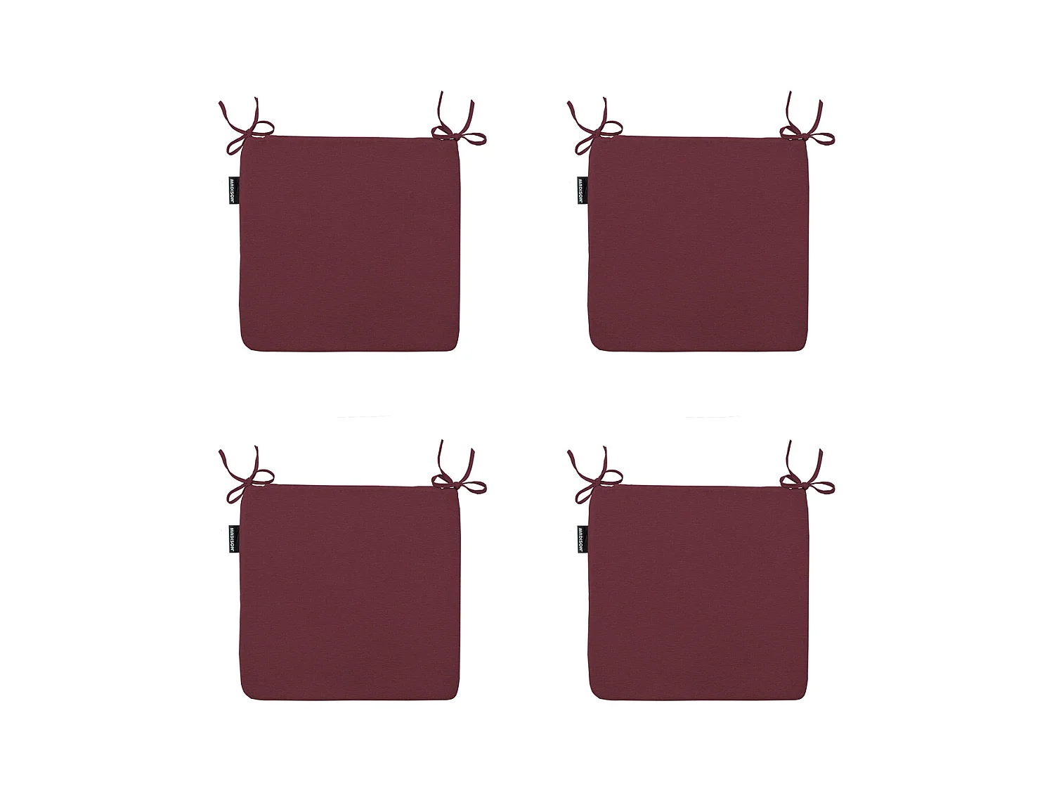 Coussin d'assise Panama bordeaux - Environ 40x40 cm - Lot de 4