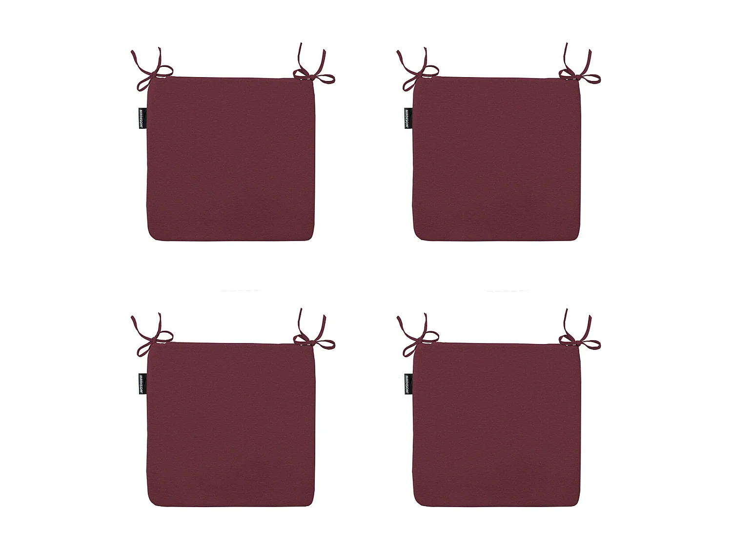 Coussin d'assise Panama bordeaux - Environ 40x40 cm - Lot de 4