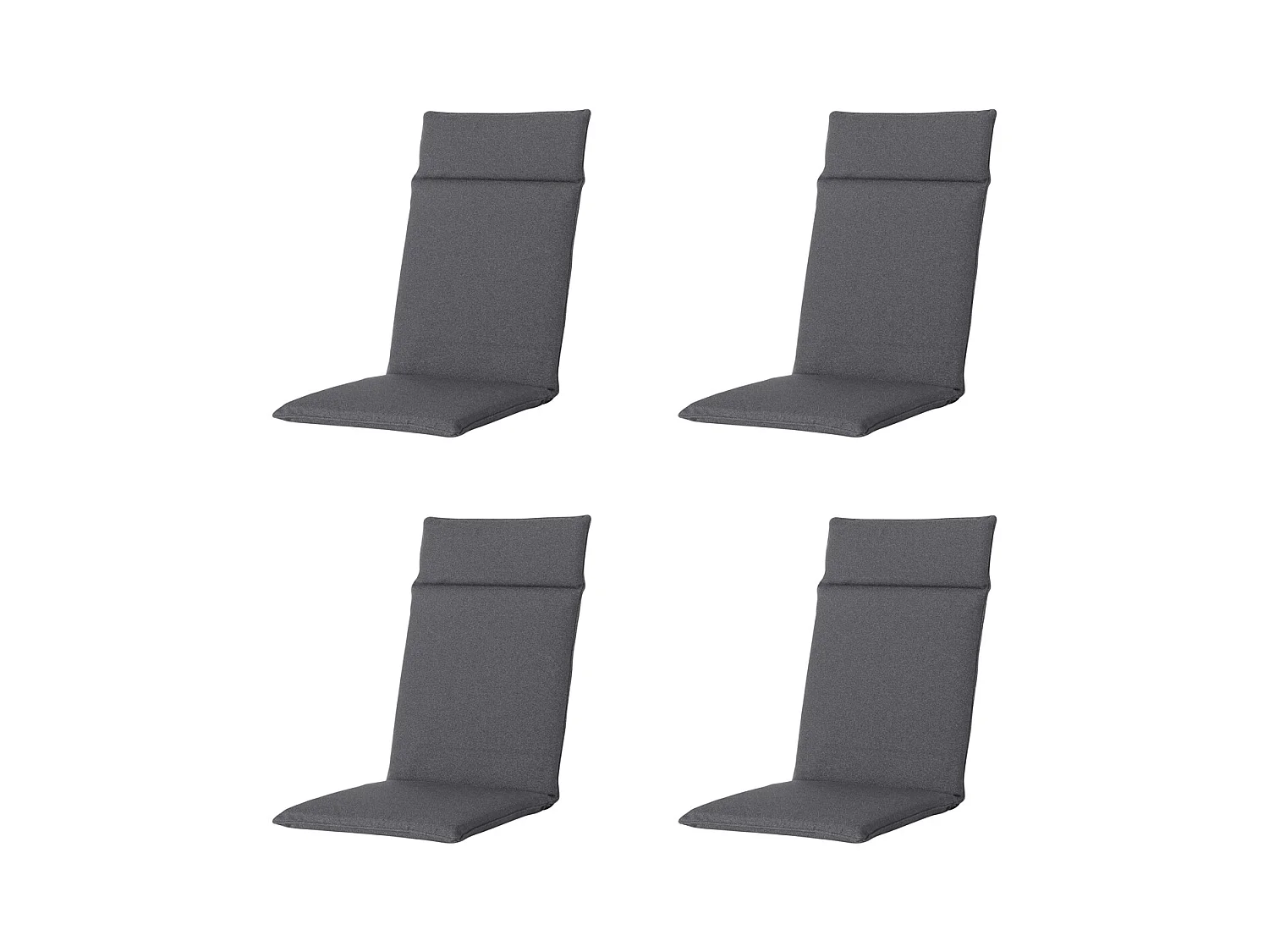 Coussin de chaise de jardin à dossier haut Manchester gris - Environ 120 x 50 cm - Lot de 4