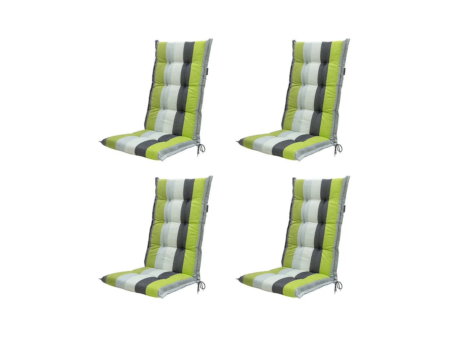 Coussin de chaise de jardin haut dossier Victoria vert - Environ 123 x 50 cm - Lot de 4
