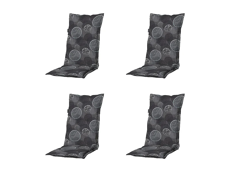 Coussin de chaise de jardin à dossier haut Circle gris - Environ 123 x 50 cm - Lot de 4