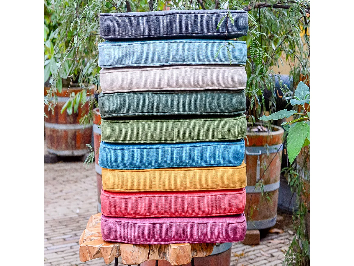 Coussin de chaise de jardin dossier haut Bordeaux toile éco+ - Environ 120 x 50 cm - Lot de 4