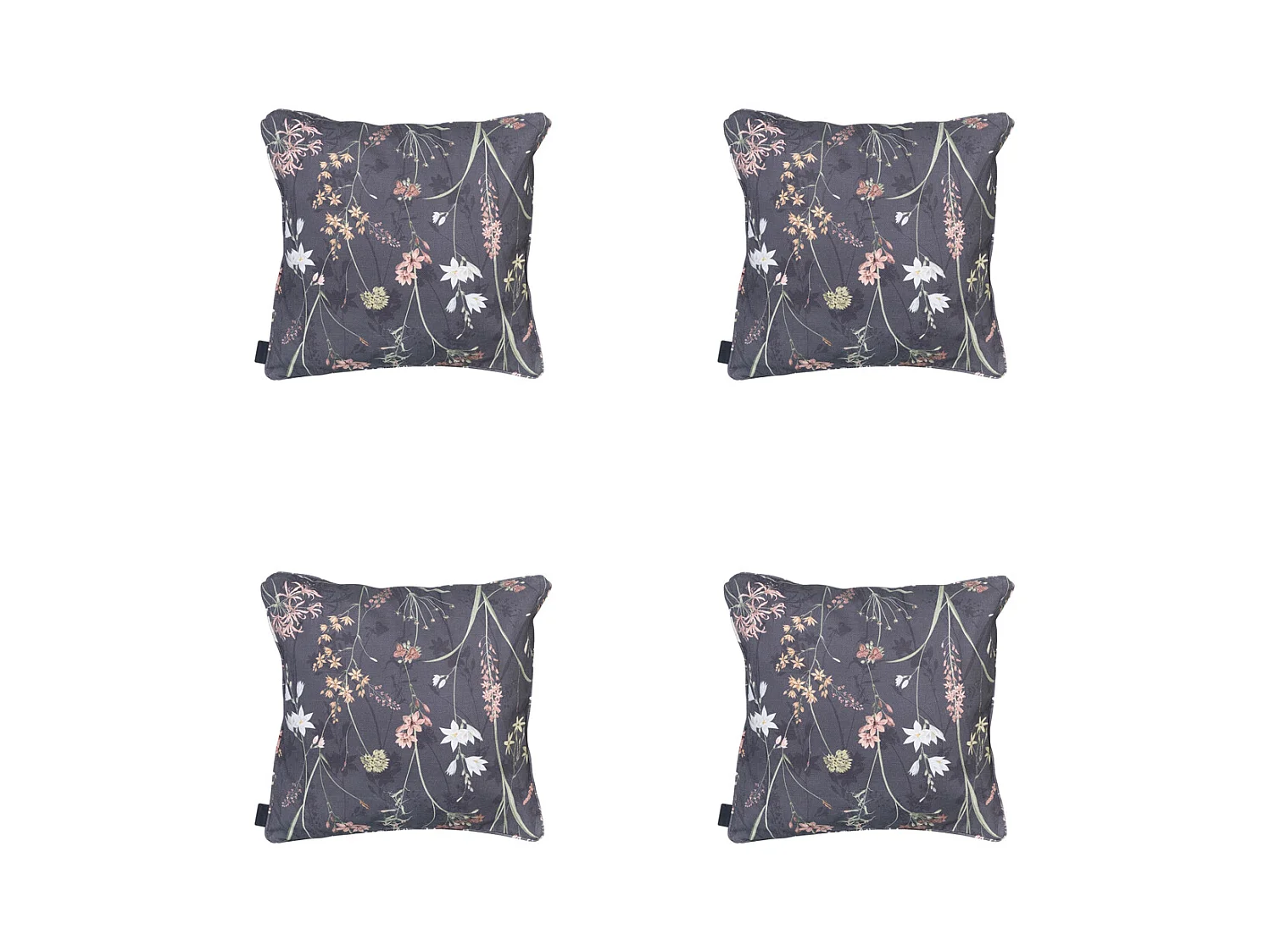 Coussin décoratif Donna gris toile éco+ - Environ 50 x 50 cm - Lot de 4