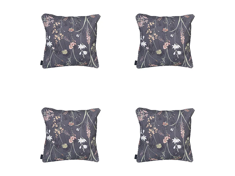 Coussin décoratif Donna gris toile éco+ - Environ 50 x 50 cm - Lot de 4