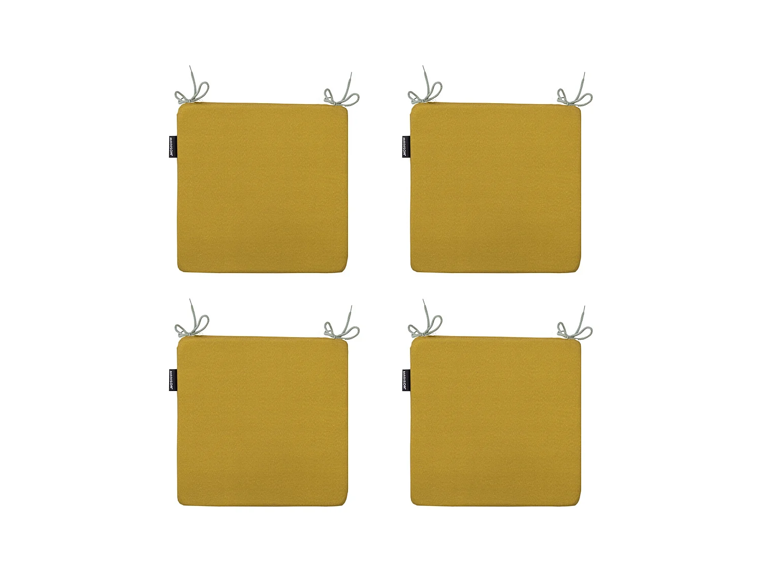 Coussin d'assise Panama moutarde - Environ 40 x 40 cm - Lot de 4