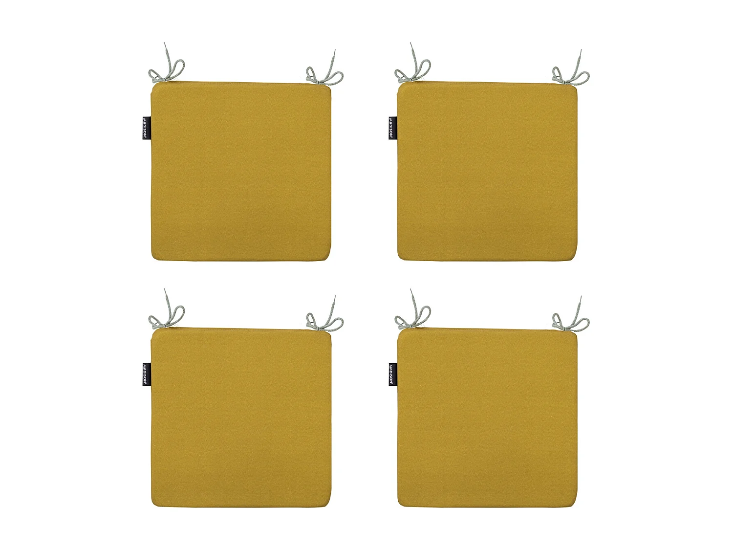 Coussin d'assise Panama moutarde - Environ 40 x 40 cm - Lot de 4