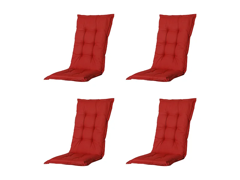 Tuinstoelkussen Hoge Rug Basic red - Ca. 123x50 cm - Set van 4