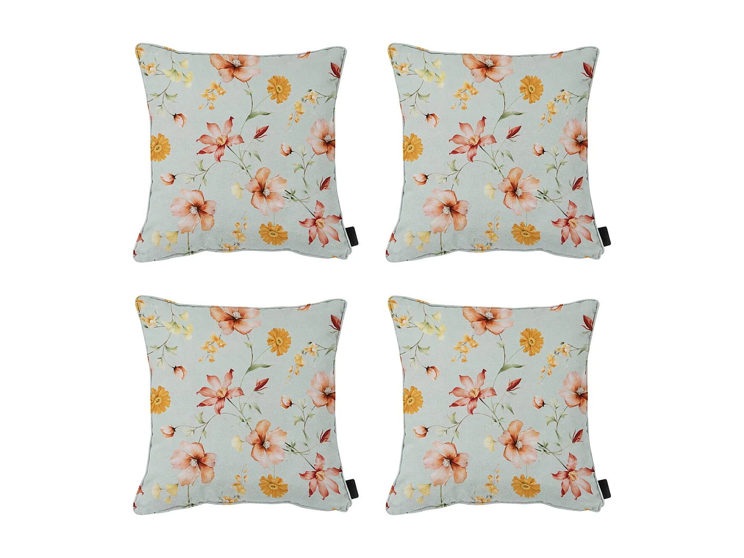 Coussin décoratif Florina orange - Environ 50x50 cm - Lot de 4