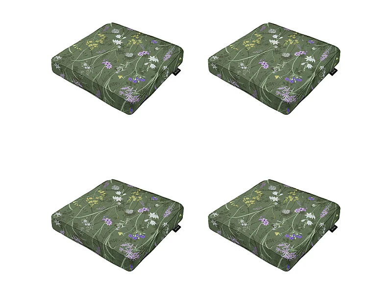 Coussin d'assise Donna en toile verte éco+ - Dimensions approximatives : 40 x 40 cm - Lot de 4