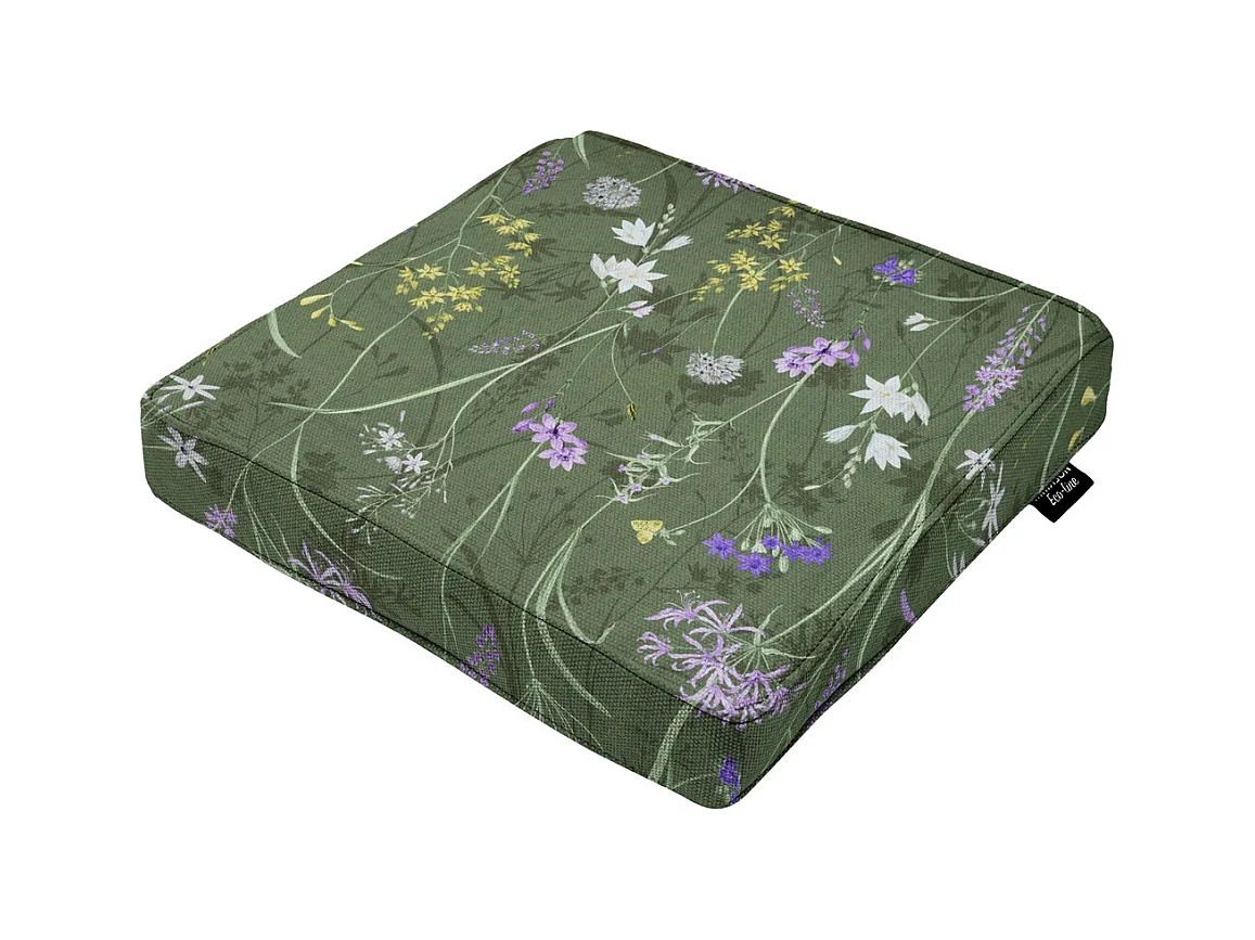 Coussin d'assise Donna en toile verte éco+ - Dimensions approximatives : 40 x 40 cm - Lot de 4