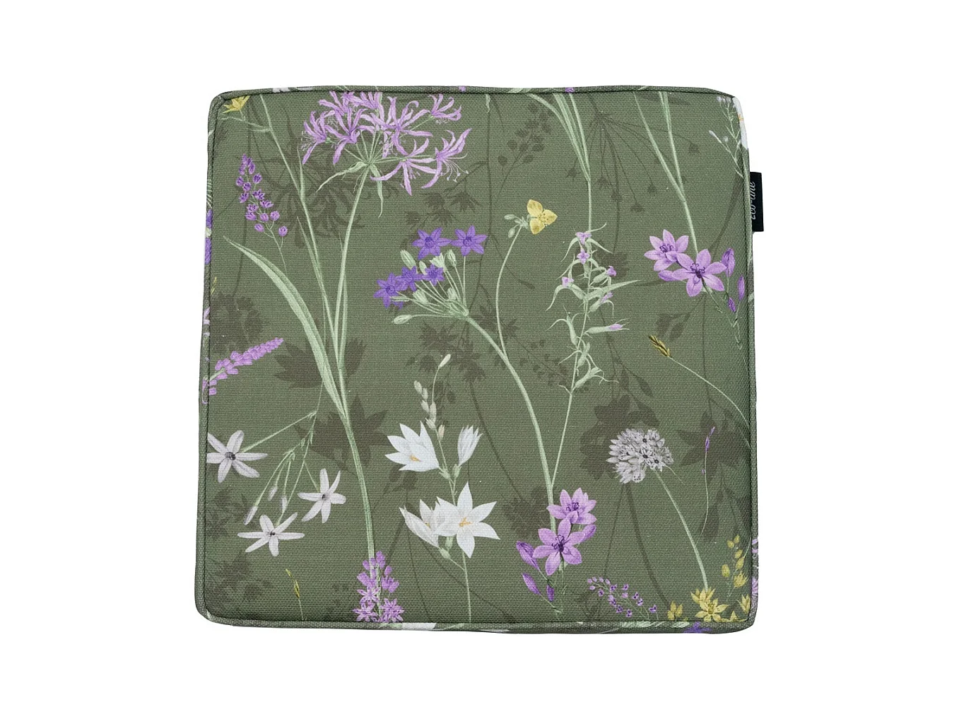 Coussin d'assise Donna en toile verte éco+ - Dimensions approximatives : 40 x 40 cm - Lot de 4