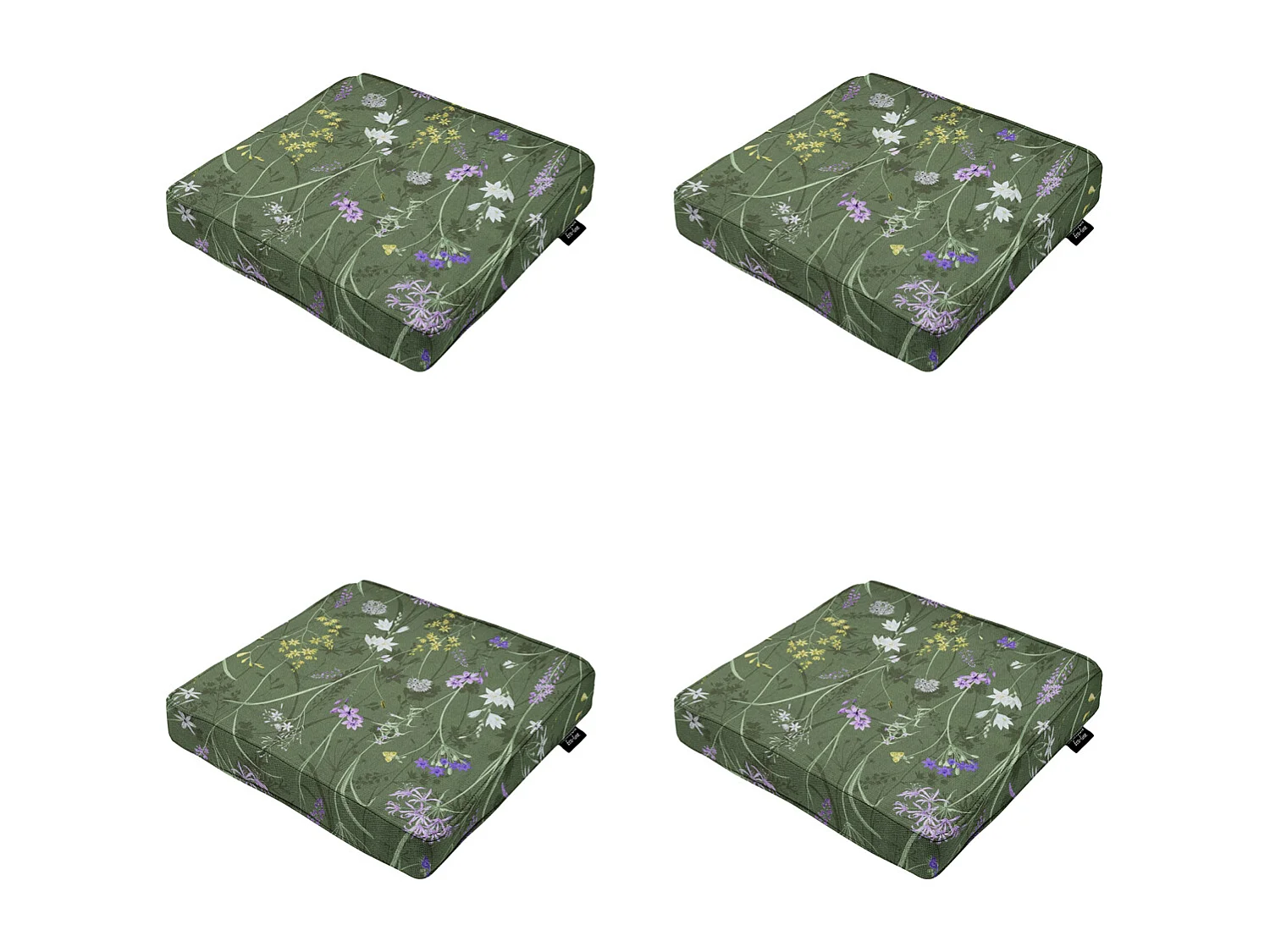 Cojín de asiento Donna lona verde eco+ - Aprox. 40x40 cm - Juego de 4