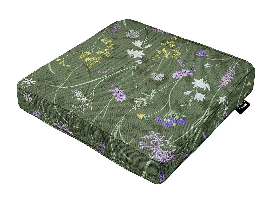 Cojín de asiento Donna lona verde eco+ - Aprox. 40x40 cm - Juego de 4