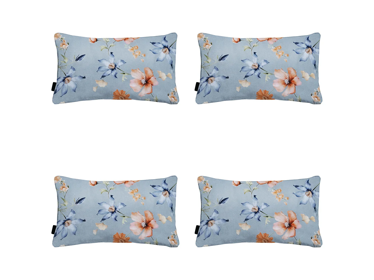 Coussin décoratif Florina bleu - Env. 30x50 cm - Lot de 4