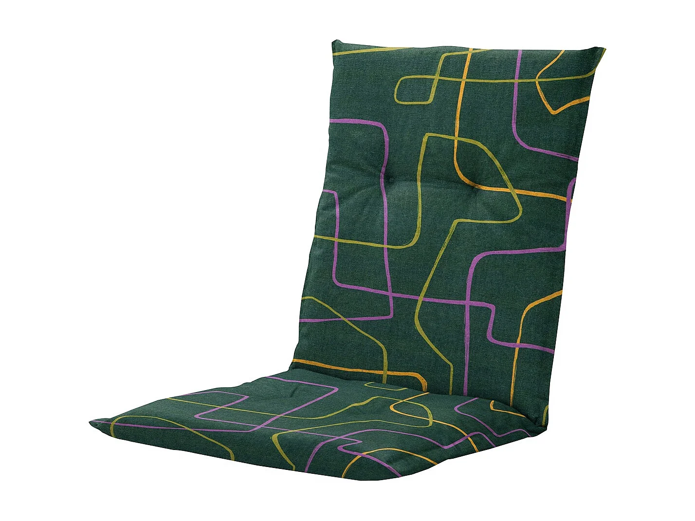 Coussin de chaise de jardin dossier bas Joah vert - Environ 105 x 50 cm - Lot de 4