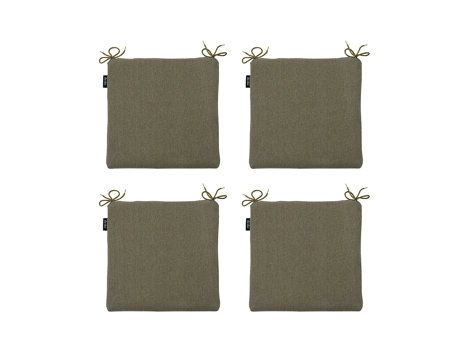 Coussin d'assise en toile taupe éco+ - Environ 40x40 cm - Lot de 4