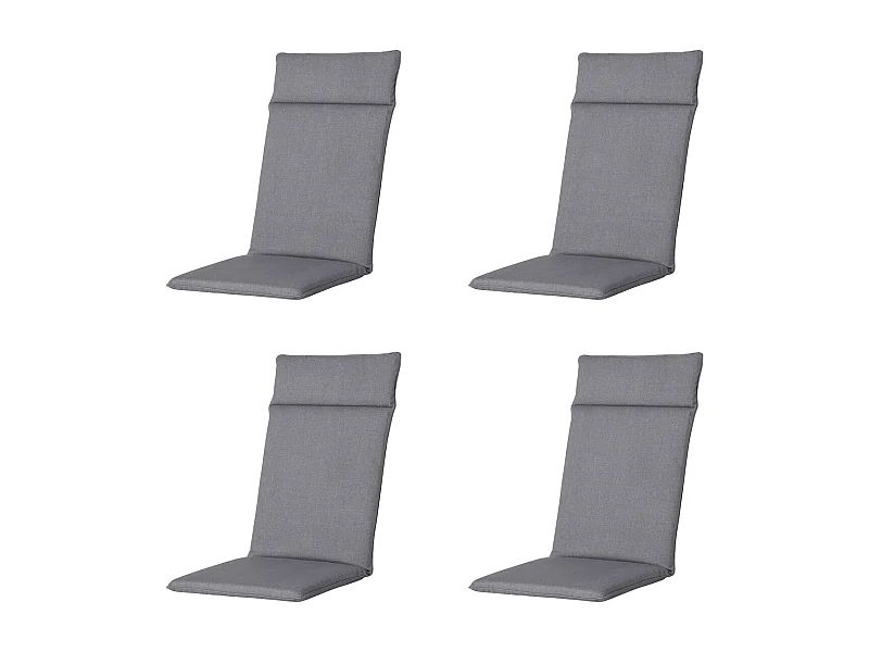 Coussin de chaise de jardin haut dossier Oxford gris - Environ 120 x 50 cm - Lot de 4
