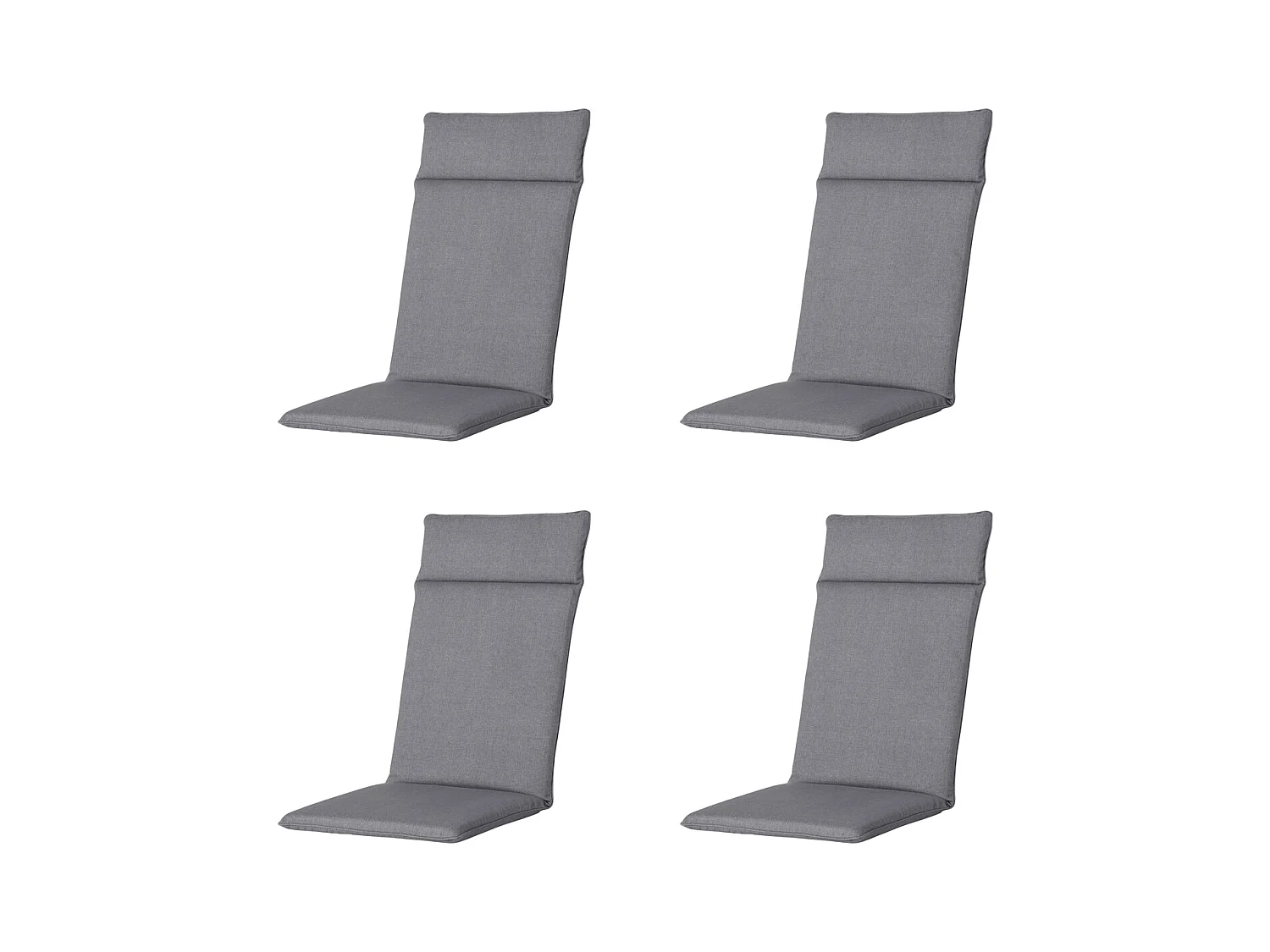 Coussin de chaise de jardin haut dossier Oxford gris - Environ 120 x 50 cm - Lot de 4