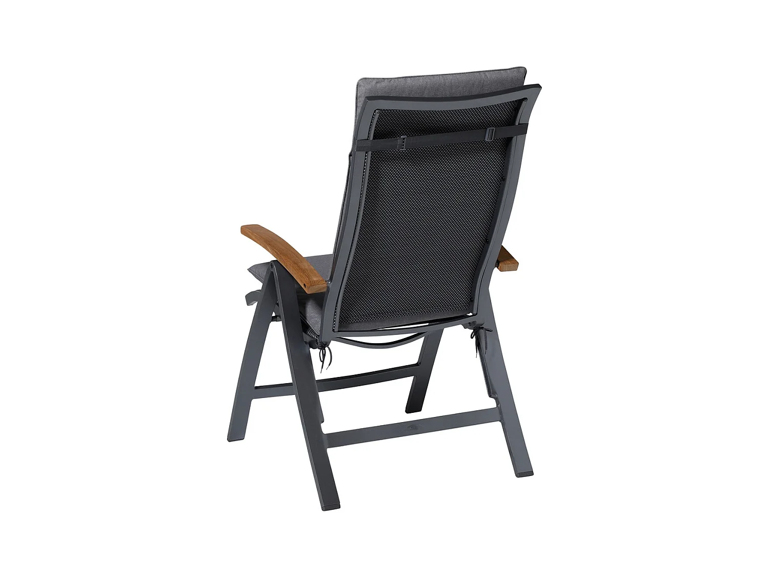 Coussin de chaise de jardin haut dossier Oxford gris - Environ 120 x 50 cm - Lot de 4