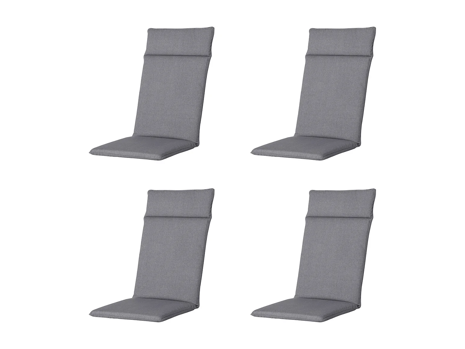 Coussin de chaise de jardin haut dossier Oxford gris - Environ 120 x 50 cm - Lot de 4