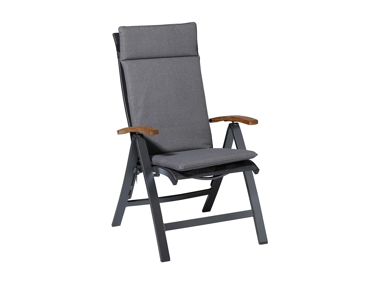 Coussin de chaise de jardin haut dossier Oxford gris - Environ 120 x 50 cm - Lot de 4