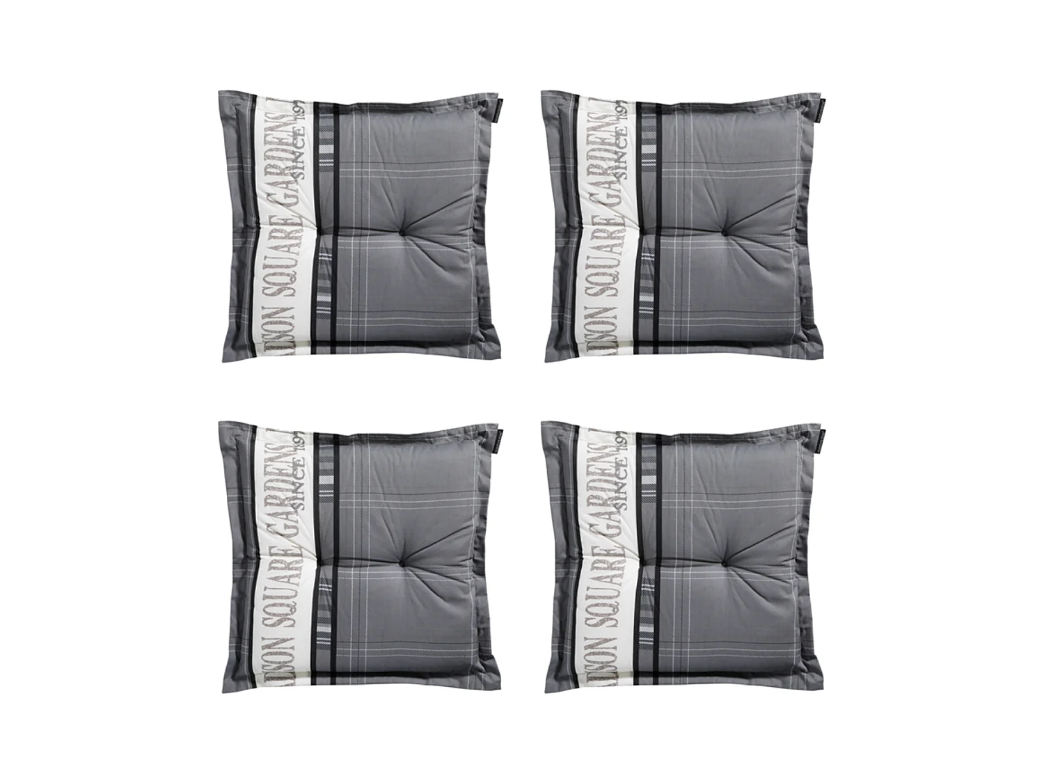 Coussin d'assise Madison Garden gris - Environ 50 x 50 cm - Lot de 4
