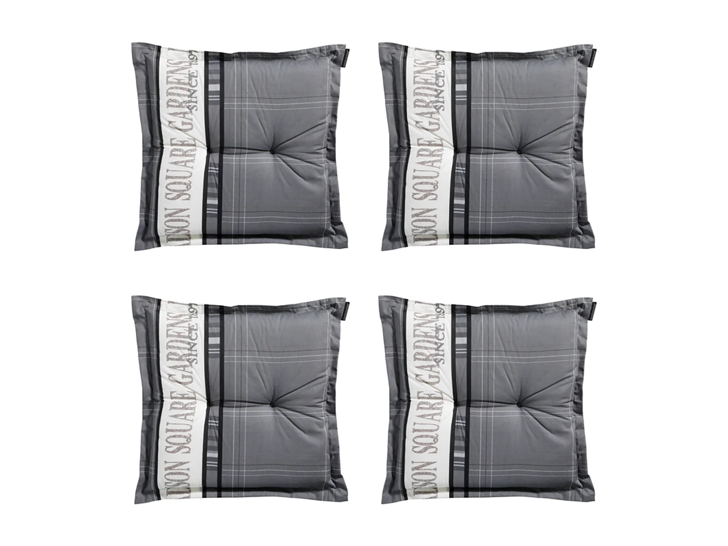 Coussin d'assise Madison Garden gris - Environ 50 x 50 cm - Lot de 4