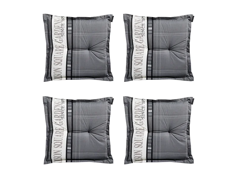 Coussin d'assise Madison Garden gris - Environ 50 x 50 cm - Lot de 4