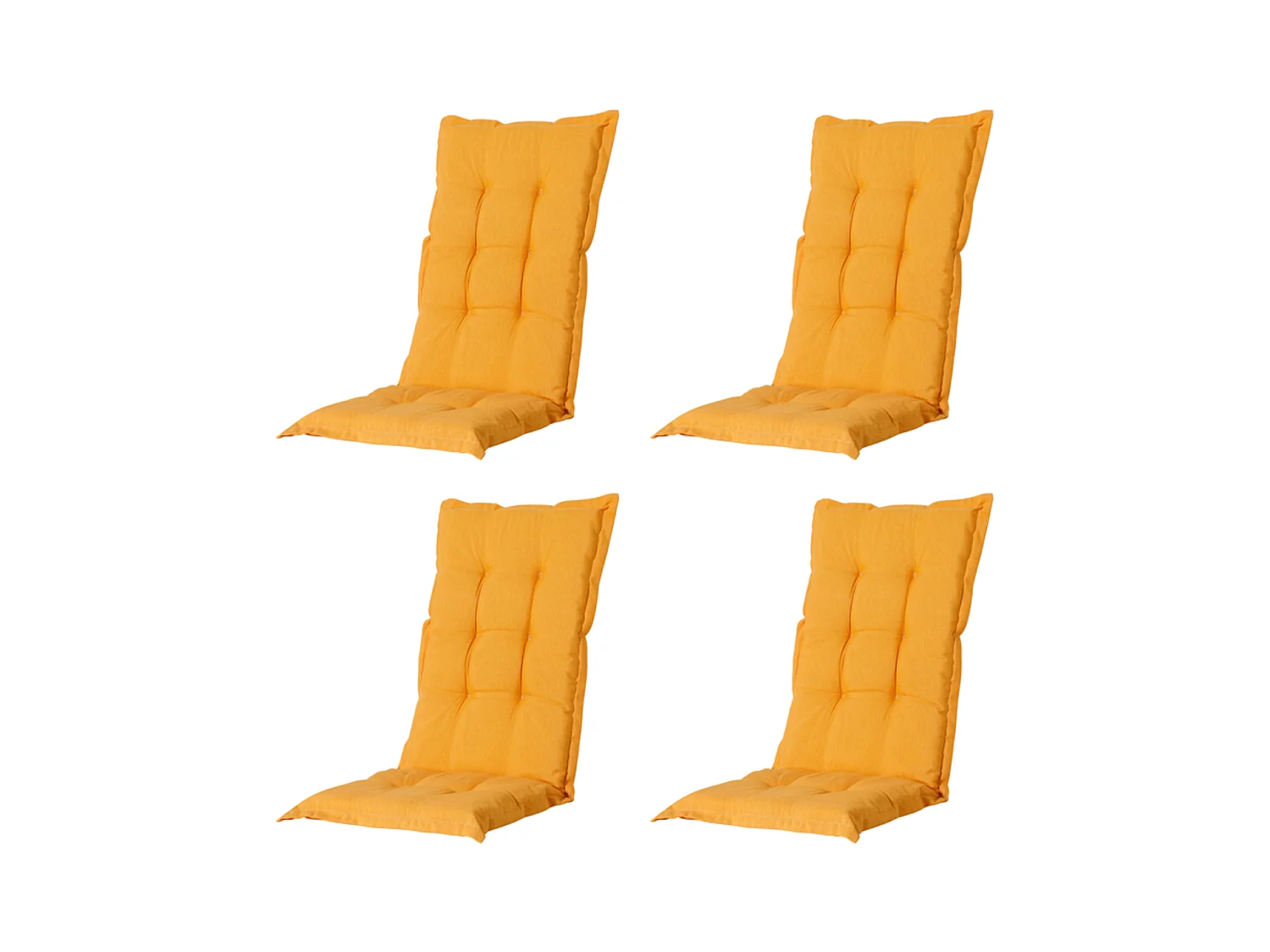 Coussin de chaise de jardin à dossier haut Panama doré brillant - Environ 123 x 50 cm - Lot de 4