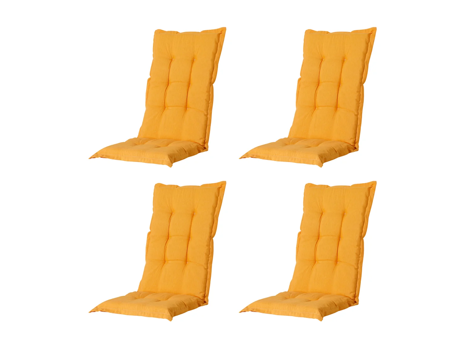 Coussin de chaise de jardin à dossier haut Panama doré brillant - Environ 123 x 50 cm - Lot de 4